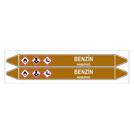 Značení potrubí, benzín,2 ks, 450 × 52 mm